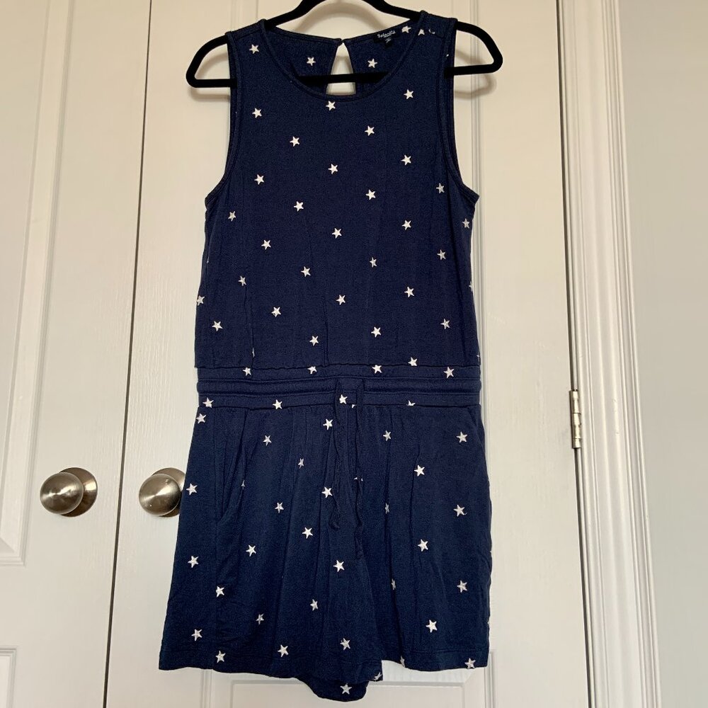 Splendid Sleeveless Shorts Romper Navy Stars Pockets Size M
